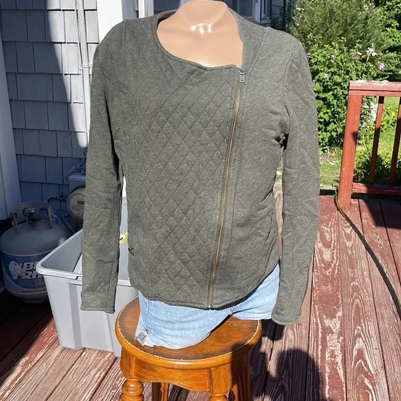 Athleta Zip Quilted jacket Outerwear size large- Moto Style - Picture 1 of 8